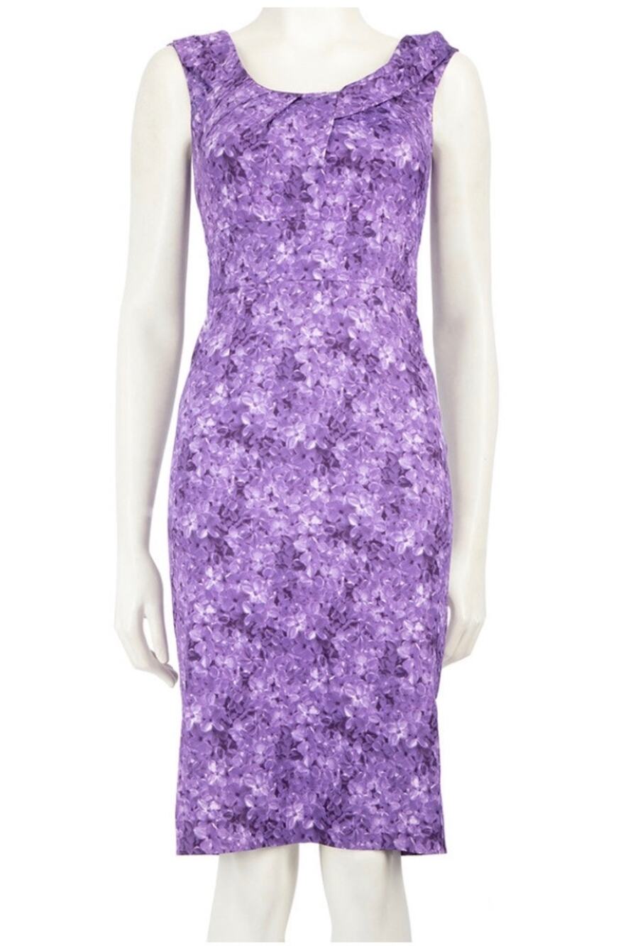 Michael Kors Collection Shift Dress Purple Floral Print size 8